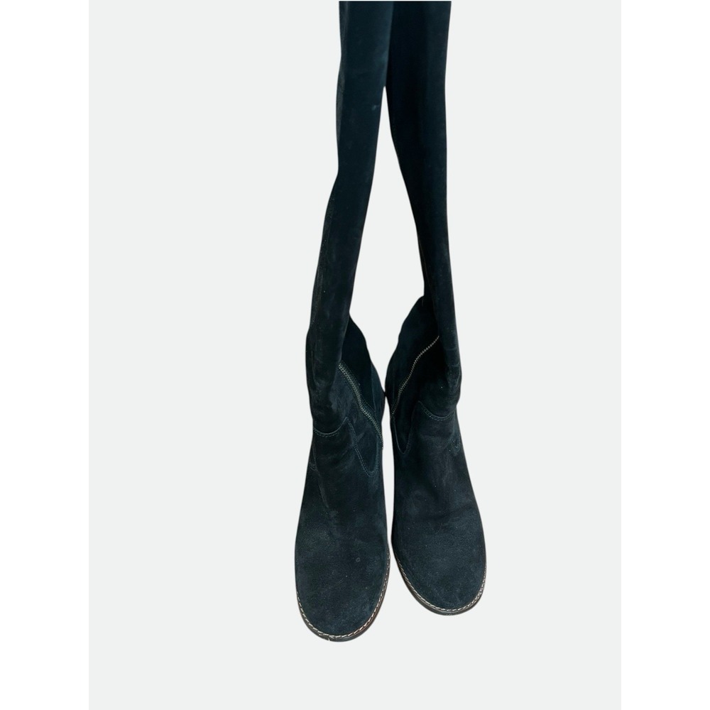 Coach Black Suede Knee High Boots Womens 9B Block Heel Tall Zip C1357 RARE‎ - Picture 9 of 13